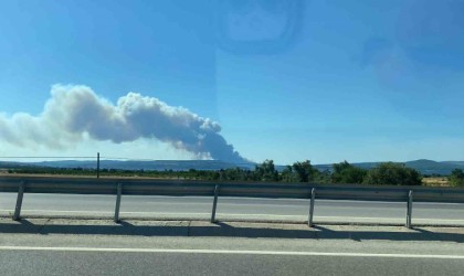 Çanakkalede orman yangını, gemi trafiği askıya alındı