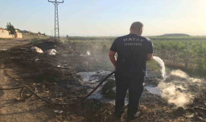 Reyhanlıda çıkan çöp yangını söndürüldü