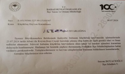 Babaeskide küçükbaş hayvanlarda çiçek hastalığına rastlandı