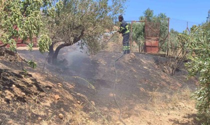 Belende çıkan bahçe yangınını itfaiye ekipleri söndürdü