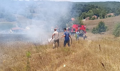 Bilecikte çıkan ot yangınında 1 kişi hastanelik oldu