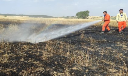 Dumlupınarda tarım arazisindeki yangın büyümeden söndürüldü