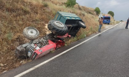 Konyada traktör devrildi: 1 yaralı