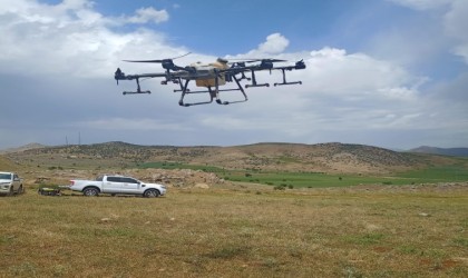 Siirtte ilk defa dron ile çekirge ilaçlama yapıldı