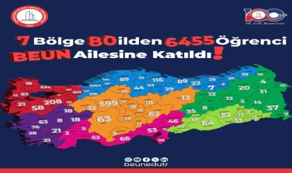 7 bölge ve 80 ilden 6 bin 455 aday öğrenci BEUNu tercih etti