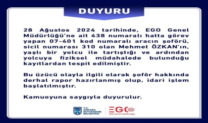 Ankarada yolcuyu darp eden otobüs şoförü hakkında işlem başlatıldı