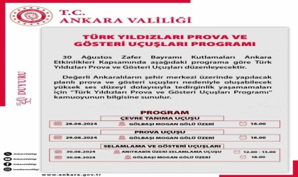 Türk Yıldızları 30 Ağustosta Ankara semalarında olacak