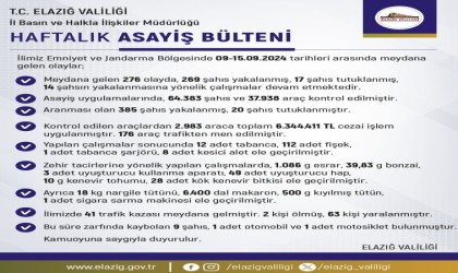 Elazığda bir haftada 64 bin şahıs ve 37 bin araç kontrol edildi: 6 milyon 344 bin lira ceza kesildi