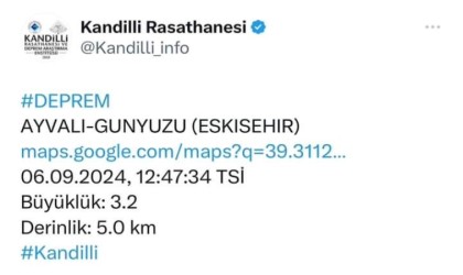 Eskişehirde 3.2 şiddetinde deprem