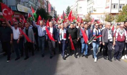 Ispartada Gazze işgalinin 1inci yıl dönümünde protesto yürüyüşü düzenlendi