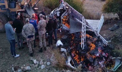 Bitliste meyve yüklü kamyonet devrildi: 1 ölü, 1 yaralı