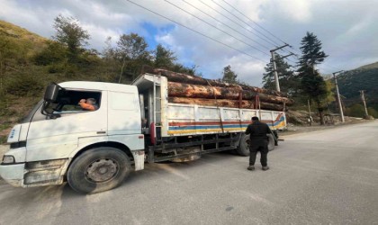 Boluda kaçak odun dolu kamyonlar yakalandı