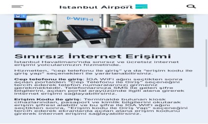 İstanbul Havalimanında ücretsiz internet