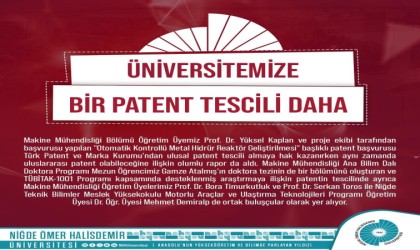 NÖHÜye bir ulusal patent tescili daha