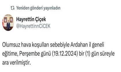 Ardahanda eğitime kar engeli