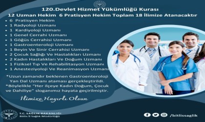 Bitlise 12si uzman 18 doktor ataması yapıldı