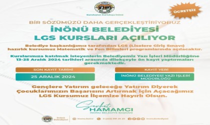 İnönüde LGSye hazırlanan öğrencilere ücretsiz kurs açılıyor