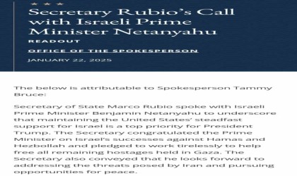 ABD Dışişleri Bakanı Rubio, İsrail Başbakanı Netanyahu ile telefonda görüştü