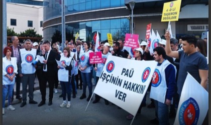 PAÜ Hastanesi çalışanları eylem yaptı